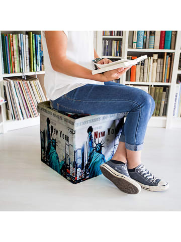 Sitzhocker New York in Grau - (B)38 x (H)38 x (T)38 cm
