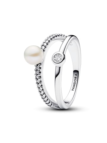 Pandora Silber Pearl&Pave Doppelring Größe 56