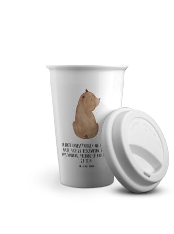 Mr. & Mrs. Panda ToGo Kaffeebecher Bär Schulterblick mit Spruch in Weiß