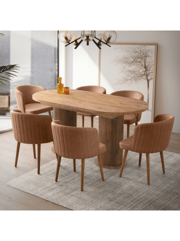 CALICOSY Esstisch GUSTO in Dunkles Holz - (W) 180 x (H) 77 x (L) 90 cm