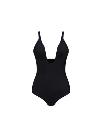 Bye Bra Shaping-Body Sculpting Bodysuit Deep V Thong in Black