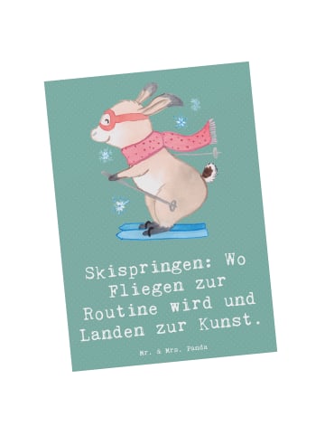 Mr. & Mrs. Panda Postkarte Skispringen Kunstflug mit Spruch in Meeresbrise