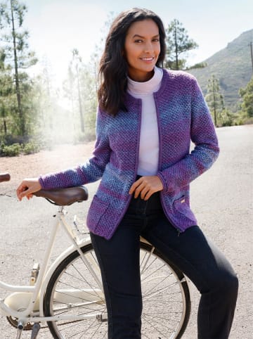 WITT WEIDEN Strickjacke in lila-dunkelblau-gemustert