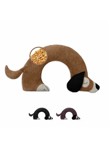 Leschi Wärmekissen 100 % Bio-Baumwolle, Körnerkissen "Hund Bobby" in Goldbraun