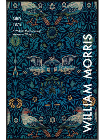 Juniqe Poster in Kunststoffrahmen "William Morris - Bird" in Blau & Schwarz