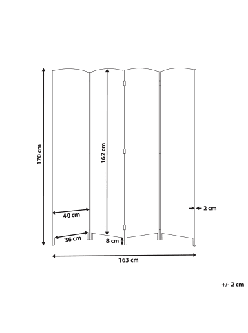 Beliani Paravent LAPPAGO in Beige - (W) 163 x (H) 170 x (L) 2 cm