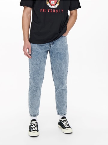 Only&Sons Cropped Jeans Loose Fit Denim Straight Leg Ankle Pants Hose ONSAVI in Hellblau