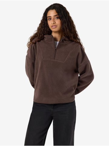 Noisy may Teddy-Hoodie mit Reißverschluss und Kapuze in Braun-2