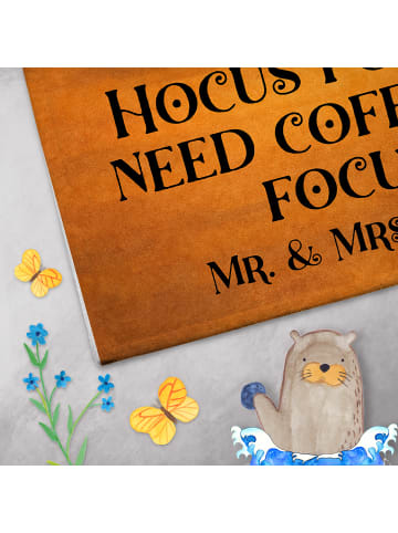 Mr. & Mrs. Panda Handtuch Kaffee Gespenst Design mit Spruch in Weiß