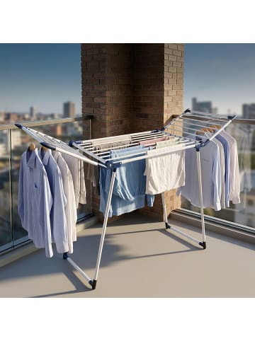relaxdays Wäscheständer in Weiß/ Blau - (B)174 x (H)103 x (T)57 cm