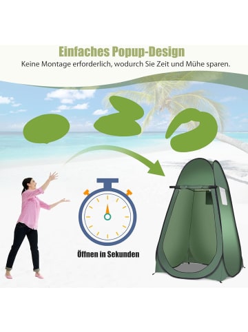 COSTWAY Pop-up-Duschzelt Toilettenzelt 120x120x190cm in Grün