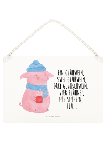 Mr. & Mrs. Panda Deko Schild Schweinchen Glühwein mit Spruch in Weiß