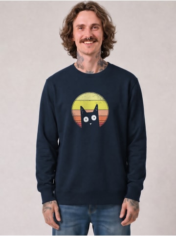 wat? Apparel Sweatshirt Sunset Cat in Dunkelblau