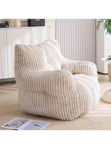 ABRIHOME Sitzsack in Beige Cord Gepolstert mit Schaumstoff für Wohnzimmer