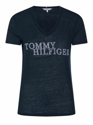 Tommy Hilfiger V-Kragen T-Shirt für Damen in blau