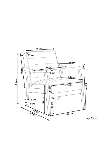 Beliani Sessel LEKNES in Braun - (W) 62 x (H) 79 x (L) 74 cm