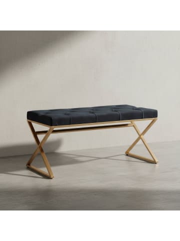 KADIMA DESIGN Sitzbank Samt 90x46x44 cm Flur Polsterbank mit Metallgestell