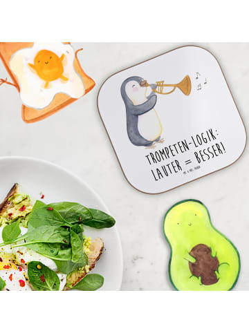 Mr. & Mrs. Panda Untersetzer Trompeten Weisheit mit Spruch in Weiß