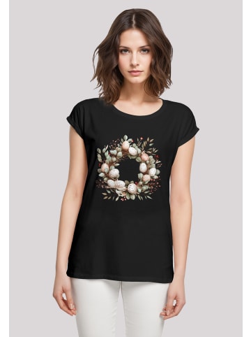 F4NT4STIC T-Shirt Osterkranz Eierkranz Blumenring in schwarz