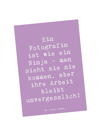 Mr. & Mrs. Panda Fotokarte Spruch Fotografin Ninja mit Spruch in Lavendeltraum