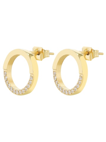 Adeliás Damen Ohrringe – Ohrstecker aus Edelstahl mit Strass Steinchen in gold