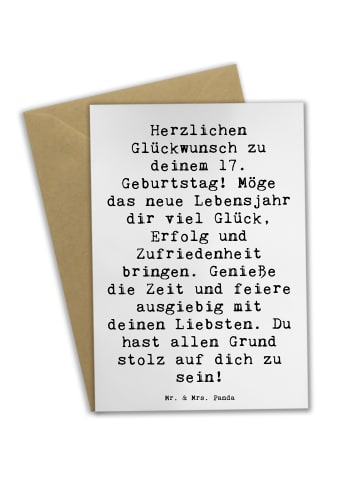 Mr. & Mrs. Panda Klappkarte Spruch 17. Geburtstag mit Spruch in Weiß