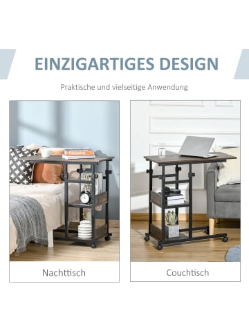 HOMCOM Beistelltisch-80L x 40B x 82H cm-Braun