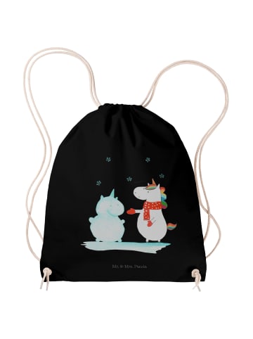Mr. & Mrs. Panda baumwoll turnbeutel Einhorn Schneemann ohne Spruch in Schwarz
