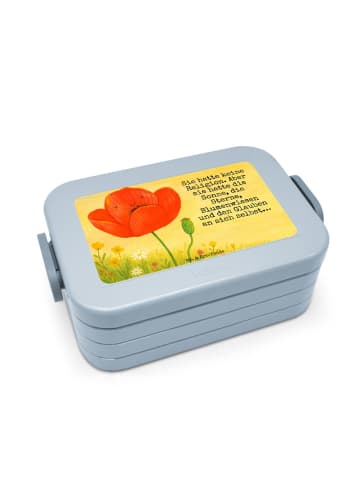 Mr. & Mrs. Panda Lunch Box Blume Mohnblume Design mit Spruch in Blau Pastell
