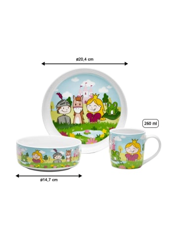 VAN WELL 3er Set Kindergeschirr Set Prinzessin in bunt