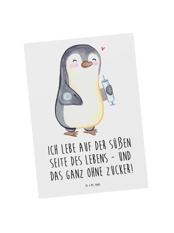 Mr. & Mrs. Panda Postkarte Pinguin Diabetes mit Spruch in Weiß