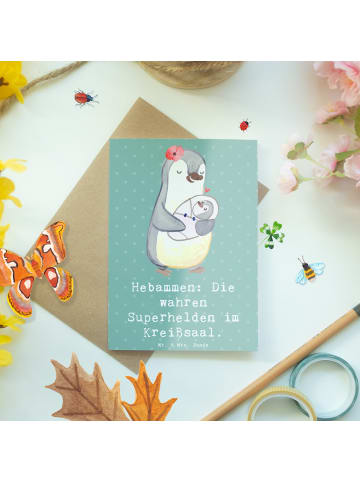 Mr. & Mrs. Panda Beileidskarte Hebamme Superhelden mit Spruch in Meeresbrise