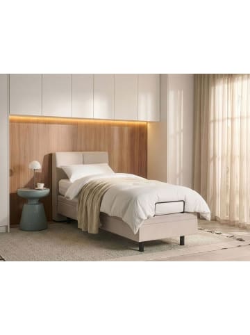 Beliani Einzelbett VICEROY in Beige/Schwarz - (W) 80 x (H) 120 x (L) 216 cm