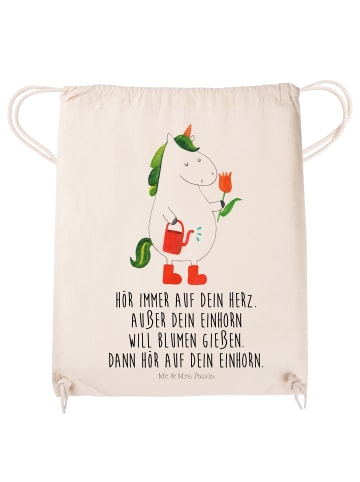 Mr. & Mrs. Panda gym rucksack Einhorn Gärtner mit Spruch in Creme