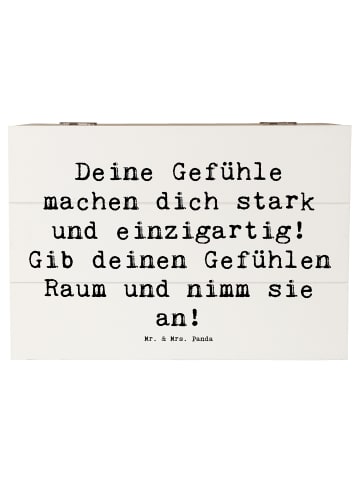 Mr. & Mrs. Panda Holztruhe Spruch Emotionen ausdrücken mit Spruch in Weiß