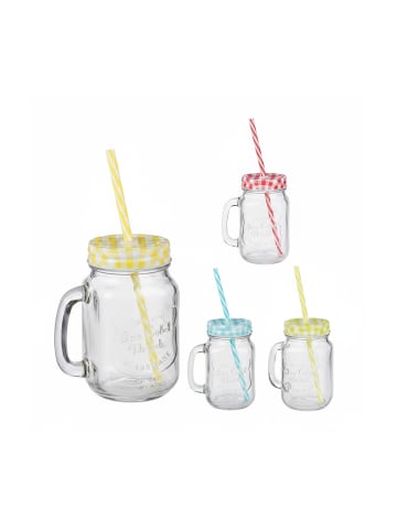 relaxdays 4 x Trinkglas in Transparent/ Bunt - 500 ml