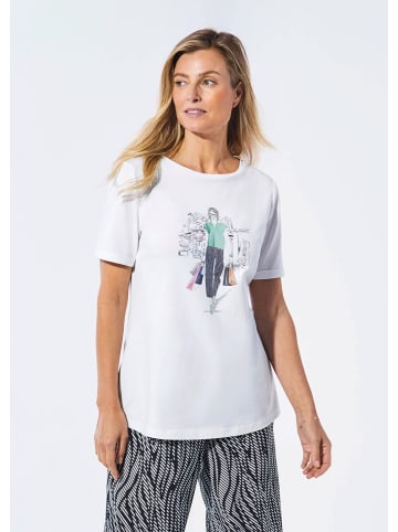 GOLDNER Kurzgröße:  Jerseyshirt mit überschnittenen Schultern in weiß / bunt / gemustert