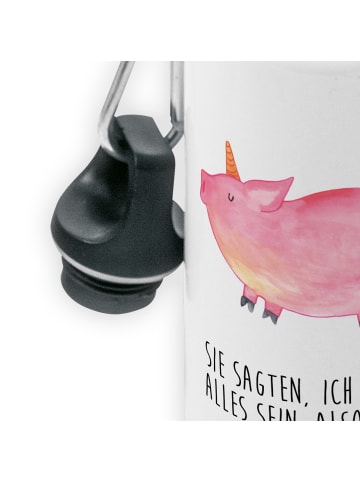 Mr. & Mrs. Panda Kindertrinkflasche Einhorn Schwein mit Spruch in Weiß