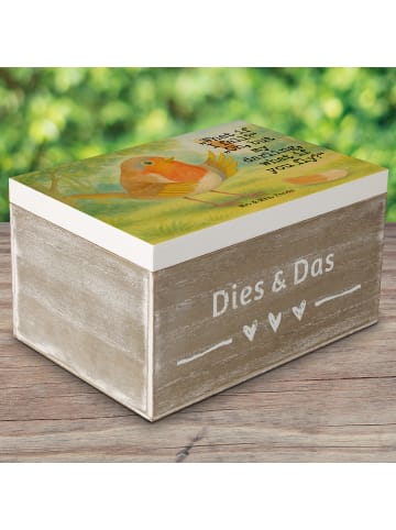 Mr. & Mrs. Panda Box Rotkehlchen Federn Design mit Spruch in Weiß