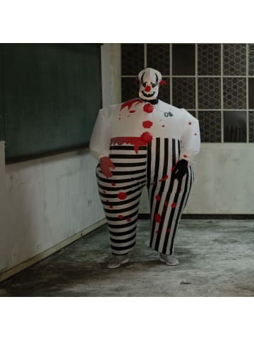 tectake Gruselclown/Aufblasanzug, in schwarz/weiß, Maximale Bewegungsfreiheit