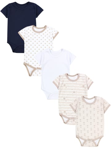 TupTam Jungen Baby Body Kurzarm 5er Pack in beige/weiß