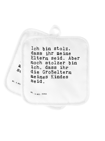 Mr. & Mrs. Panda topfhalter Ich bin stolz, dass... mit Spruch in Weiß