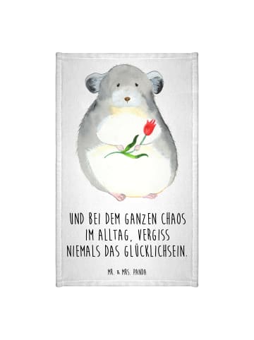 Mr. & Mrs. Panda Gästehandtuch Chinchilla Blume mit Spruch in Weiß