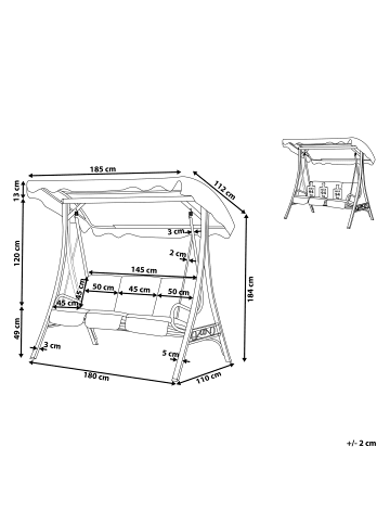 Beliani Gartenschaukel GARBO in Beige - (W) 185 x (H) 184 x (L) 112 cm