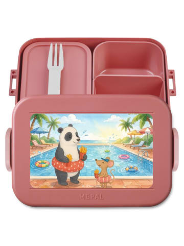 Mr. & Mrs. Panda Bento Box Panda Schwimmbad Pommes Design ohne S... in Rot Pastell
