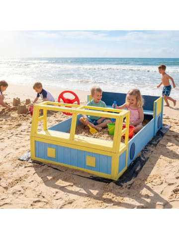 COSTWAY Sandkasten mit Sitzbank im Form von Cartoon-Auto in Grün