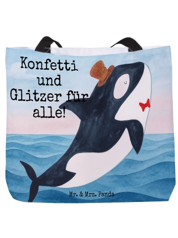 Mr. & Mrs. Panda Strandtasche Orca Zylinder Design mit Spruch in Weiß