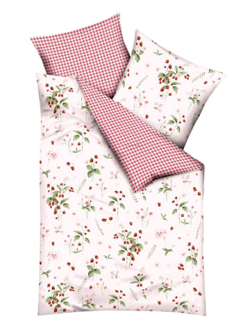 kaeppel 2 tlg. Linon Renforcé Bettwäsche 135x200cm Walderdbeeren in Rosa