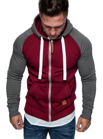 Amaci&Sons Sweatjacke EL CAJON in Bordeaux/Anthrazit