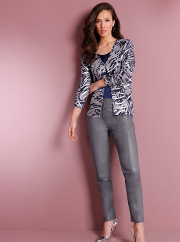 creation L Modal-Polyester-Shirtjacke in grau-marine-bedruckt